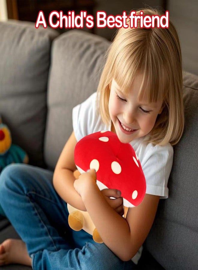 Nuokin Mushroom Plush Toys 12 inch Cute Stuffed Mushroom Pillow Stuffed Toy Birthday Present Home Decor Halloween for Kids (Small red) - Image 4